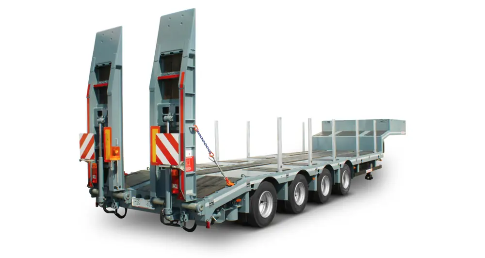Schwarzmüller 4-axle low loader semitrailer with offset platform
