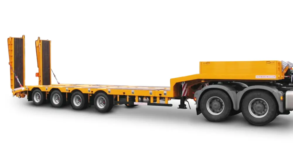 Schwarzmüller 4-axle low loader semitrailer with offset platform - reinforced - extendible